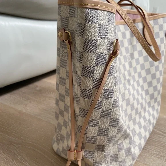 Authentic Louis Vuitton Neverfull MM Azur Rose Ballerine Tote Bag - Picture 9 of 9